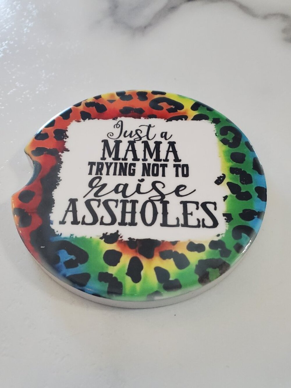 Just a MAMA TRYING Ceramic Car Coaster Funny